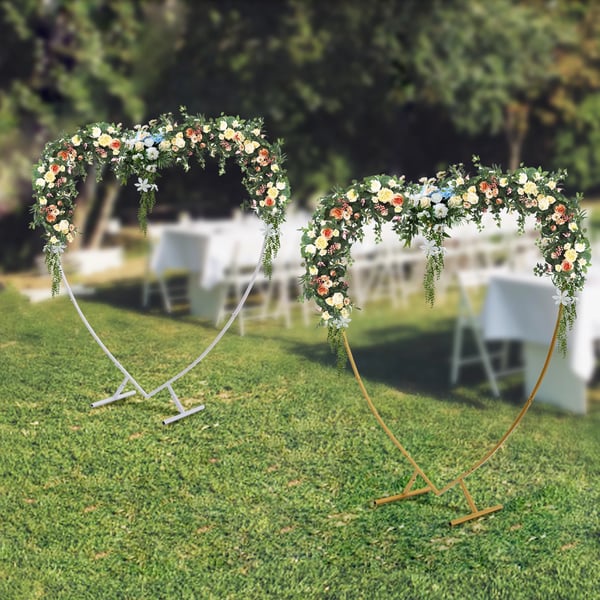 Hjerteformet bryllupsbue - Fotobaggrundsstativ - Metal - 2 x 2,1 m - Til bryllup & fest - Guld