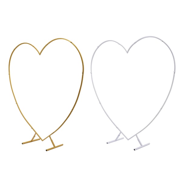 Hjerteformet bryllupsbue - Fotobaggrundsstativ - Metal - 2 x 2,1 m - Til bryllup & fest - Guld