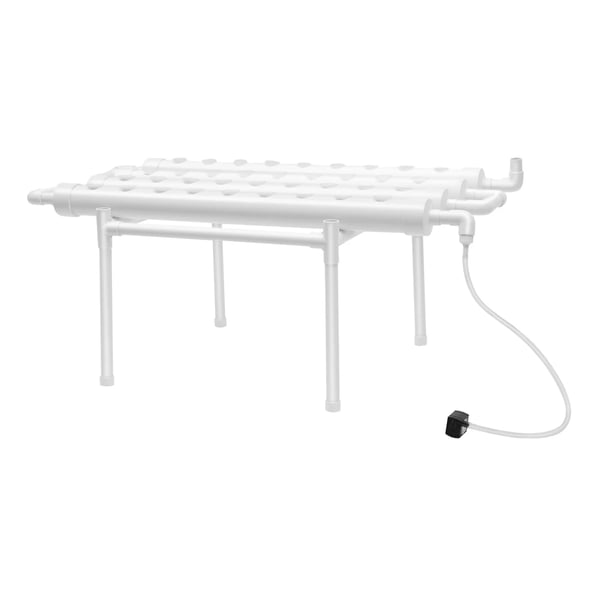 Hydroponisk dyrkningssæt - Hydroponisk dyrkningssystem - 4 Rør - 36 Huller - 1 Lag - Rør Ø 6,3 cm - Hul Ø 3,2 cm - Hulafstand 8 cm - Hvid