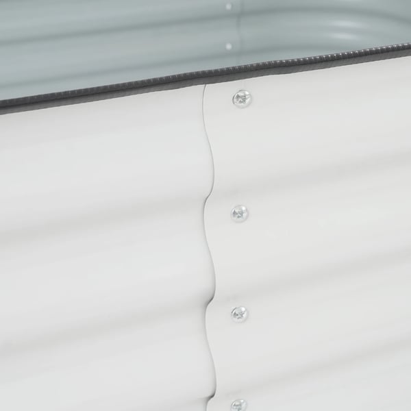 Galvaniseret højbed i stål - Fritstående plantekasse - 195×60×43 cm - Aluminiumbelagt - Ovnbagt lak - Hvid/Lysgrå