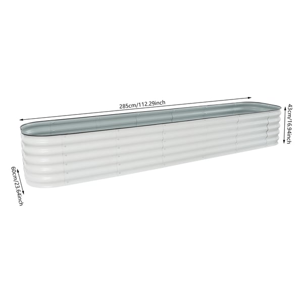 Højbed - Metal plantekasse - Galvaniseret stål - Fritstående - 285×60×43 cm - 19,29 kg