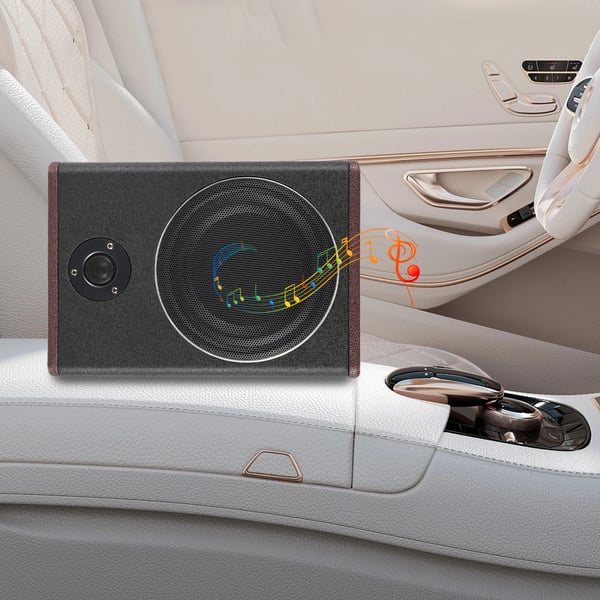 Bilsubwoofer under sædet - Slim subwoofer + forstærker sæt - 20 cm - 600 W - Dyb bas - Sort