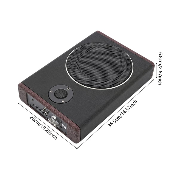 Bilsubwoofer under sædet - Slim subwoofer + forstærker sæt - 20 cm - 600 W - Dyb bas - Sort