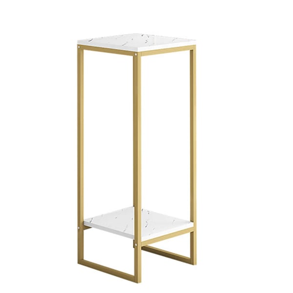 Plante- og blomsterstander - 2-niveaus gulvstativ - Jern + træ - 30,2×30,2×75 cm - Ikke-foldbar - Guld
