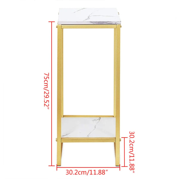 Plante- og blomsterstander - 2-niveaus gulvstativ - Jern + træ - 30,2×30,2×75 cm - Ikke-foldbar - Guld