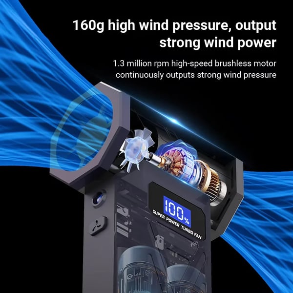 Sähköinen pölypuhallin - Paineilmapuhallin - Moottori 200000 rpm - Akku 10500 mAh - Nopeusasetuksia 4 - EU-pistoke - Ladattava - Punainen