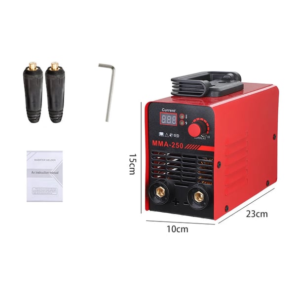 MMA-250 - MMA/ARC Inverter Svejser - 220V Enfase - 25–250A - 60% Indkoblingsgrad - Kompakt & Bærbar - CE Godkendt - Rød