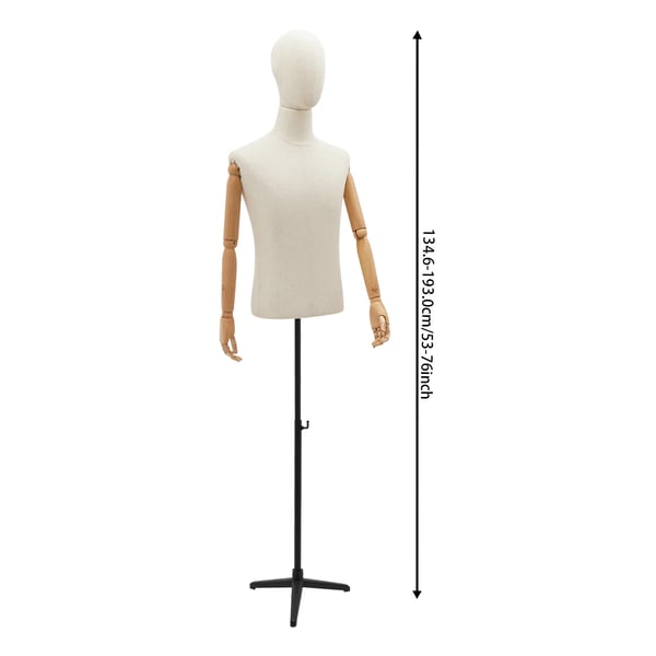 Miesten mallinukke - Koko Vartalo - Säädettävä Korkeus 134,6–193 cm - Liikkuvat Nivelet - Koko M - Kantavuus 7,5 kg - Sininen