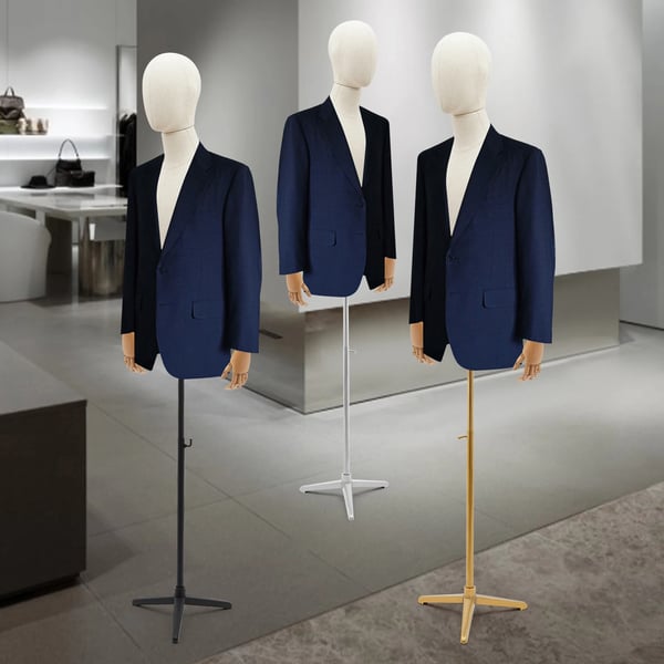 Mannequin til herre - Helkrop - Højdejusterbar 134–193 cm - Poserbar - Trefodsbase - Max belastning 7,5 kg - Str. M - Grøn/Sølv