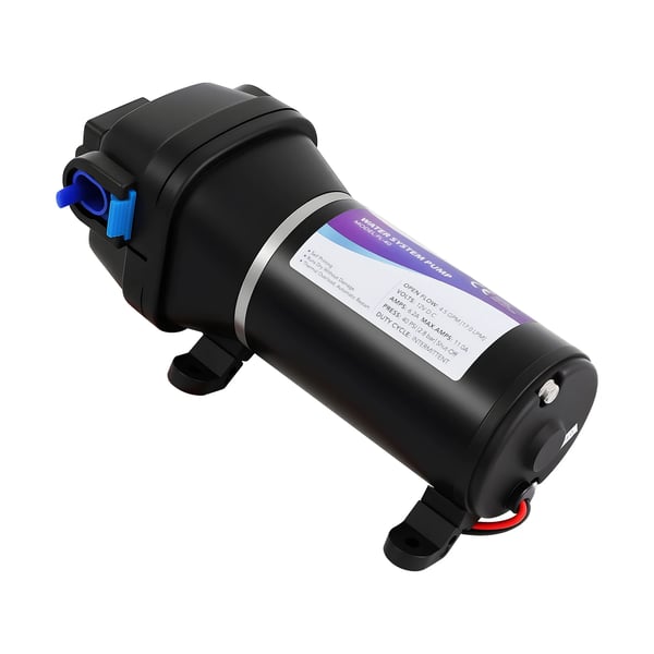 Vattenpump - 12V tryck-/jetpump - Flöde 17 l/min (4,5 GPM) - Justerbart tryck 2,75–5,88 bar - Nedsänkbar - EU-kontakt - Svart