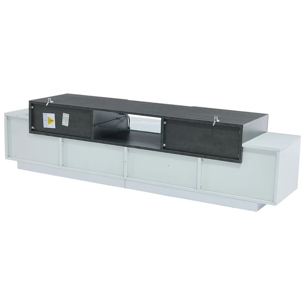 TV-bord med LED - Mediemøbel - 180 cm - Med opbevaring - Til TV op til 203 cm - Moderne design - Grå/Hvid
