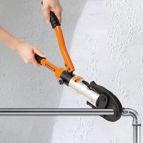 Hydraulisk rørpresse - Pressetang til kobberrør - 10 ton - 12–28 mm - Aluminium/Stål - Orange
