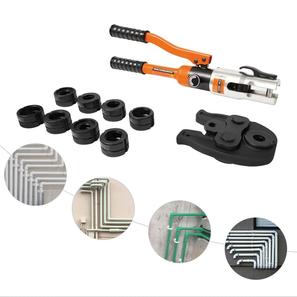 Hydraulisk rørpresse - Pressetang til kobberrør - 10 ton - 12–28 mm - Aluminium/Stål - Orange