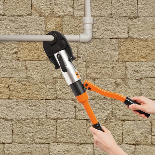 Hydraulisk rørpresse - Pressetang til kobberrør - 10 ton - 12–28 mm - Aluminium/Stål - Orange
