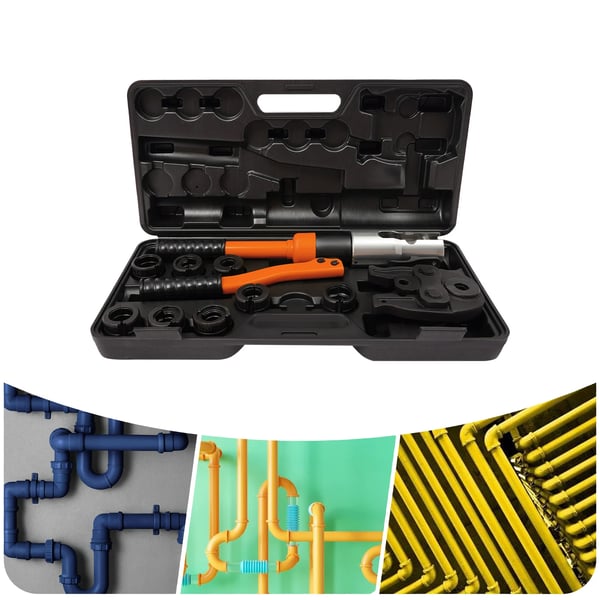 Hydraulisk rørpresse - Pressetang til kobberrør - 10 ton - 12–28 mm - Aluminium/Stål - Orange