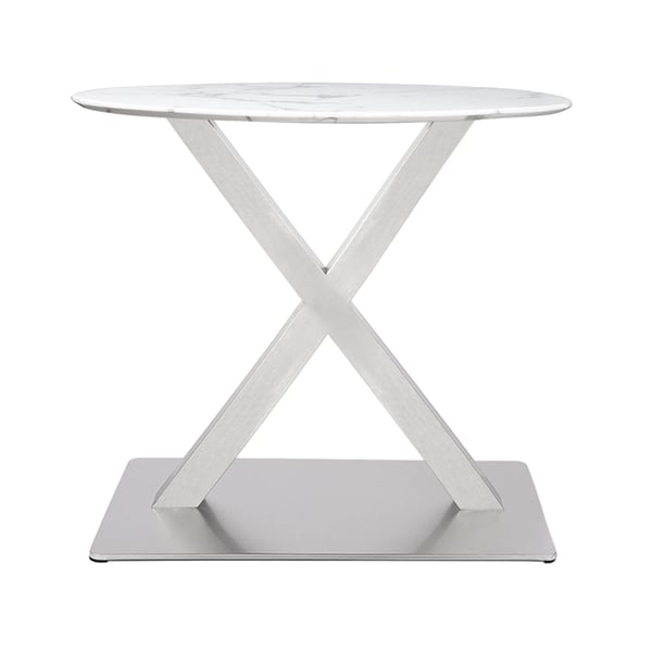 Bordben i rustfrit stål - X-formet bordbase - Højde 72 cm - Stabil gulvstående - Til rundt spisebord - Børstet sølv