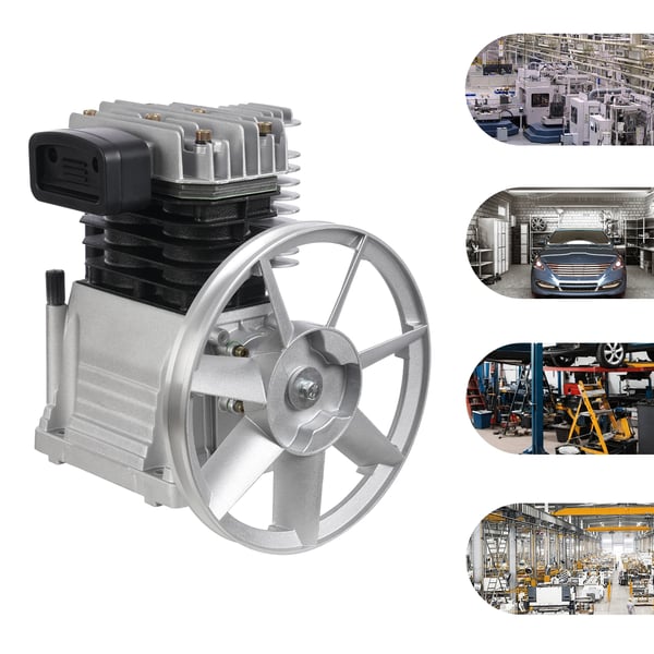 Luftkompressor pumpehoved - 2065-3HP - Reservedel - Til 2,2 kW motor - Aluminium & jern - Benzin/gas - Sølvgrå