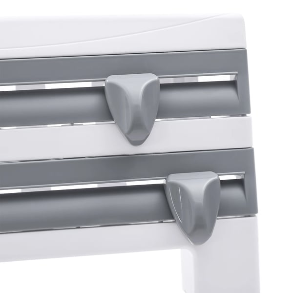 Vægmonteret køkkenrulleholder - Dispenser med hylde - Indbygget skærer til folie/film - Ruller op til 27 cm - 39×10×24 cm - Multifarvet