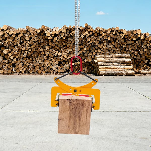 Sten- og pladeløfter – Manuel og ophængbar klemme – Åbning 8–30 cm – Max 200 kg – Q355 manganstål med gummi – Håndtag 45,5 cm – Gul