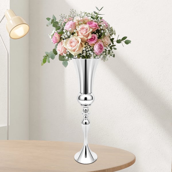 Dekorativ Vase - Bordvase til Blomster - Sæt med 2 - 20×74 cm (D×H) - Jern med Skumindsats - Til Bryllupsborddekoration - Til Boligindretning - Hvid