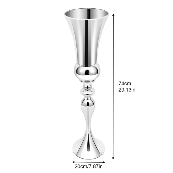 Dekorativ Vase - Bordvase til Blomster - Sæt med 2 - 20×74 cm (D×H) - Jern med Skumindsats - Til Bryllupsborddekoration - Til Boligindretning - Hvid