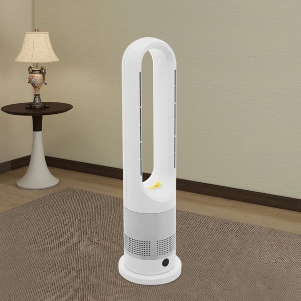 Ventilator uden blade - Varme og køling - Fjernbetjening 3–5 m - 20W/1200W - 220 V 50 Hz - Timer 0–9 t - Luftmængde 620 l/s - Lysegrå