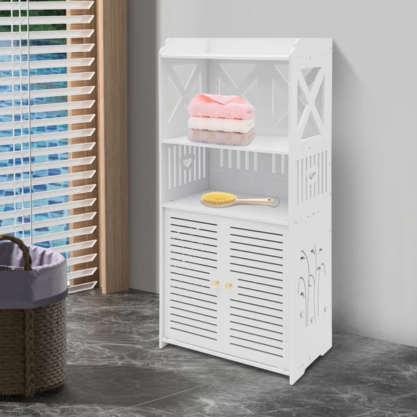 Badeværelsesskab - Toiletsideskab - Mål 90×40×25 cm - PVC - Bæreevne 2,5–3 kg - Samling Påkrævet - Hvid