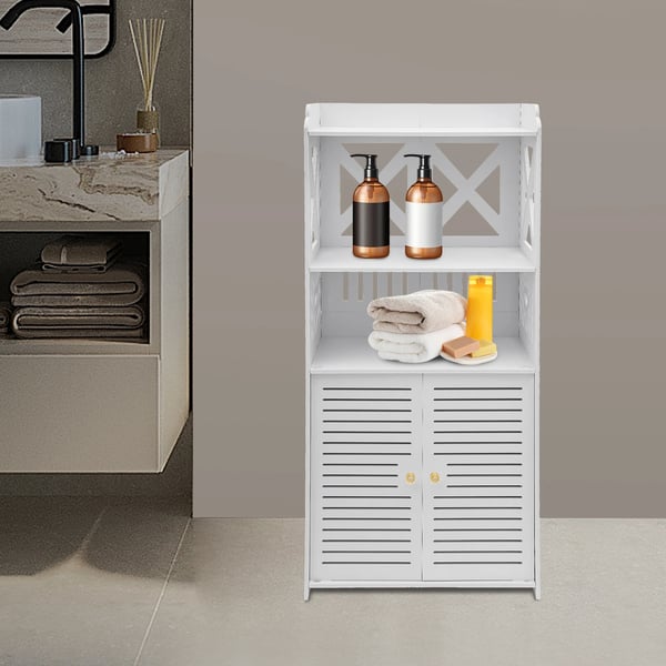 Badeværelsesskab - Toiletsideskab - Mål 90×40×25 cm - PVC - Bæreevne 2,5–3 kg - Samling Påkrævet - Hvid