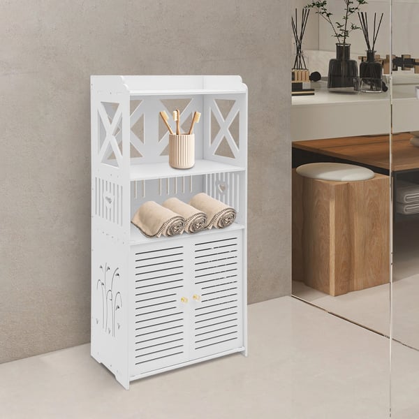 Badeværelsesskab - Toiletsideskab - Mål 90×40×25 cm - PVC - Bæreevne 2,5–3 kg - Samling Påkrævet - Hvid