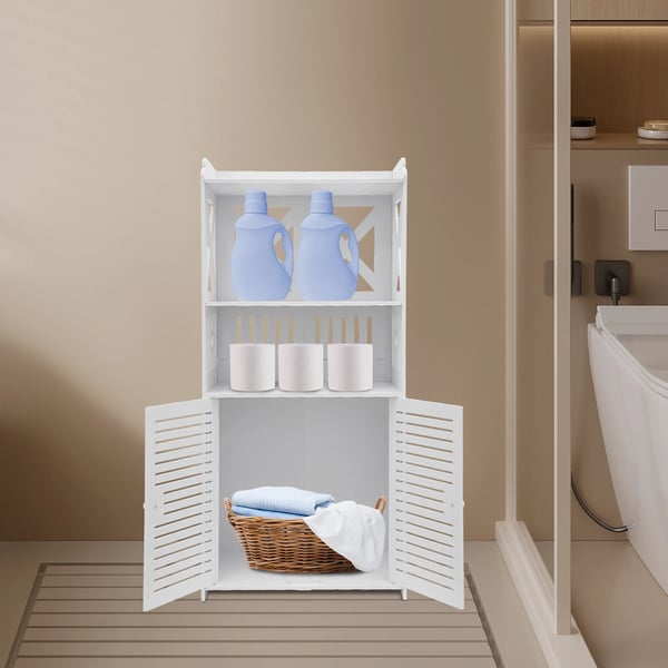 Badeværelsesskab - Toiletsideskab - Mål 90×40×25 cm - PVC - Bæreevne 2,5–3 kg - Samling Påkrævet - Hvid