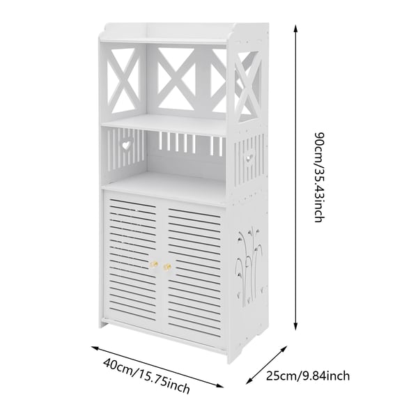 Badeværelsesskab - Toiletsideskab - Mål 90×40×25 cm - PVC - Bæreevne 2,5–3 kg - Samling Påkrævet - Hvid