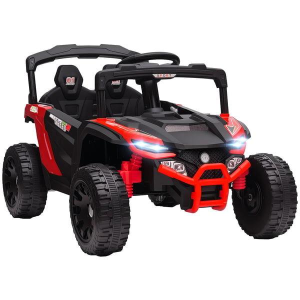 Elbil för barn - 12V UTV åkbil - 2 Motorer - 2,4G Fjärrkontroll - Bakre Fjädring - Strålkastare & Musik - 4 Hjul - 88×57,5×55,5 cm - Röd