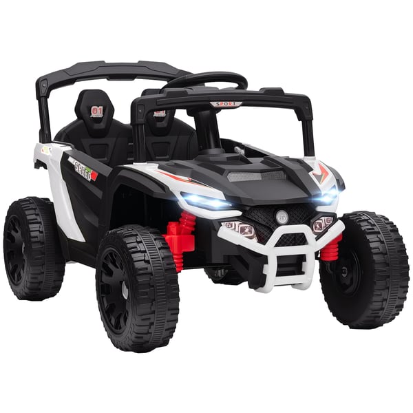 Elbil för barn - UTV åkbil - 12V Batteri - 2 Motorer - 2,4G Fjärrkontroll - Bakfjädring - Strålkastare & Musik - 4 Hjul - Vit