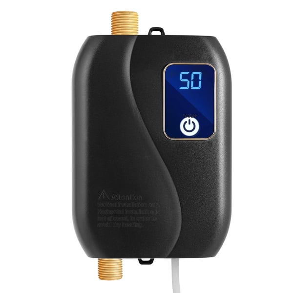 Elektrisk genomströmningsvärmare - Väggmonterad - 3500 W - 25–50 °C - Kompakt 12×20 cm - 1,27 cm Rör (DN15) - Kök och Badrum