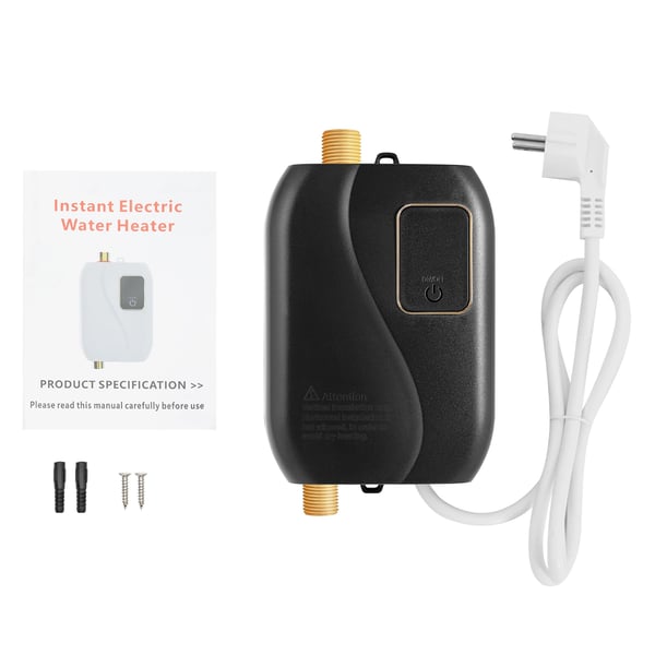 Elektrisk gennemstrømsvandvarmer - Vægmonteret - 3500 W - 25–50 °C - Kompakt 12×20 cm - 1,27 cm Rør (DN15) - Køkken og Badeværelse