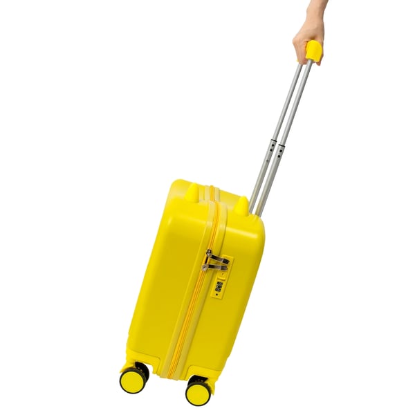 Lasten ajettava matkalaukku - 45 cm - 4 kääntyvää pyörää - Koodilukko (000, nollattava) - Teleskooppikahva - 37 l - 3–6 v - Keltainen