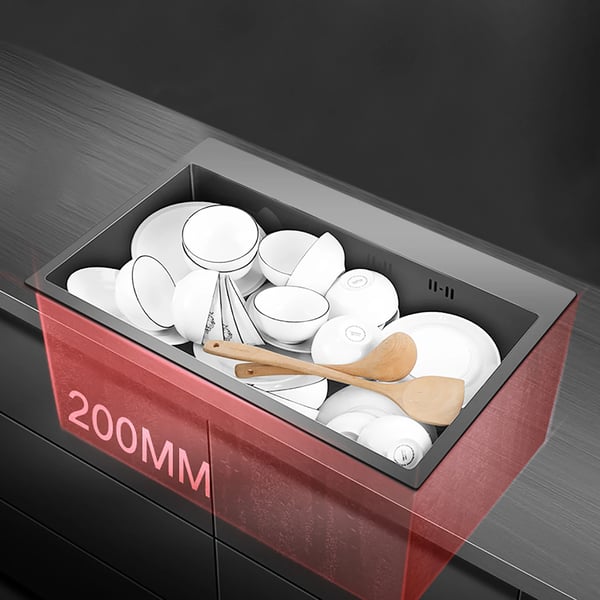 Køkkenvask - Undermonteret Enkelt Kumme - 201 Rustfrit Stål - Rektangulær - Med Sæbedispenser 200 ml - Uden Armatur - 50×45×20 cm - 2 mm - Sort