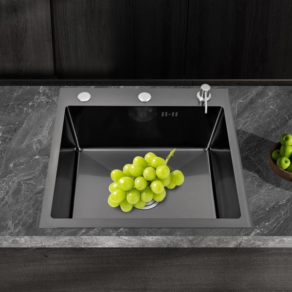 Køkkenvask - Undermonteret Enkelt Kumme - 201 Rustfrit Stål - Rektangulær - Med Sæbedispenser 200 ml - Uden Armatur - 50×45×20 cm - 2 mm - Sort