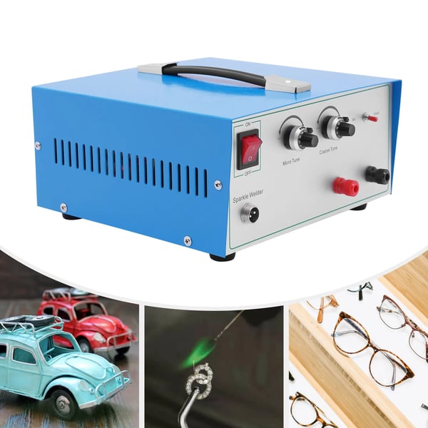 Elektrisk punktsvejser - Smykke-punktsvejser - 600 W - 0,5–1,5 mm - 110–240 V - 25,5×24,8×13 cm - CE-certificeret - Metalhus - Brillantblå