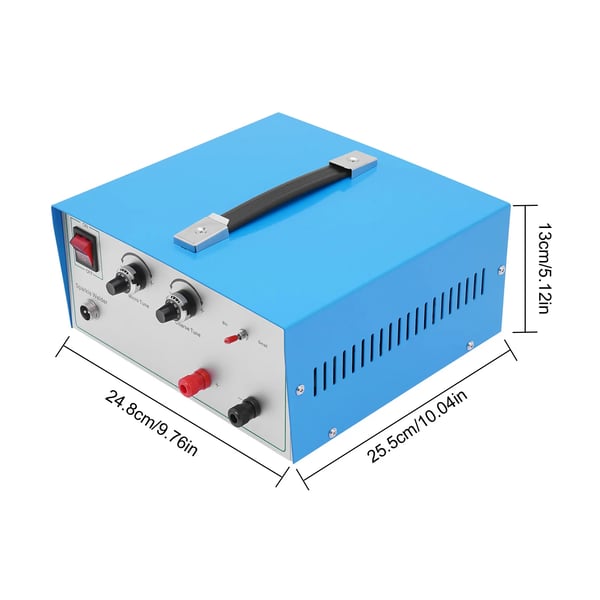 Elektrisk punktsvejser - Smykke-punktsvejser - 600 W - 0,5–1,5 mm - 110–240 V - 25,5×24,8×13 cm - CE-certificeret - Metalhus - Brillantblå