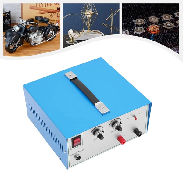 Elektrisk punktsvejser - Smykke-punktsvejser - 600 W - 0,5–1,5 mm - 110–240 V - 25,5×24,8×13 cm - CE-certificeret - Metalhus - Brillantblå