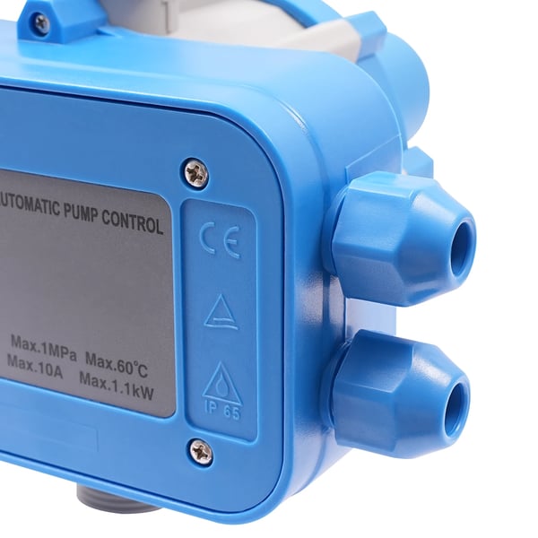 Automatisk tryckregulator för vattenpump - Pumpkontroller - 220–240 V - Starttryck 1,5 bar - Arbetstryck 10 bar - Självsugande - Blå