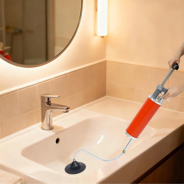 Bærbar trykluft-afløbsrenser - Toilet- og afløbsoplukker - Manometer - 3 L luftbeholder - 0–1 MPa, max 0,7 MPa - 60 cm slange - Flerfarvet