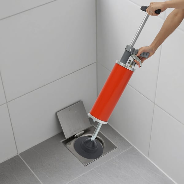 Bærbar trykluft-afløbsrenser - Toilet- og afløbsoplukker - Manometer - 3 L luftbeholder - 0–1 MPa, max 0,7 MPa - 60 cm slange - Flerfarvet