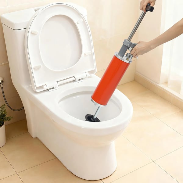 Bærbar trykluft-afløbsrenser - Toilet- og afløbsoplukker - Manometer - 3 L luftbeholder - 0–1 MPa, max 0,7 MPa - 60 cm slange - Flerfarvet