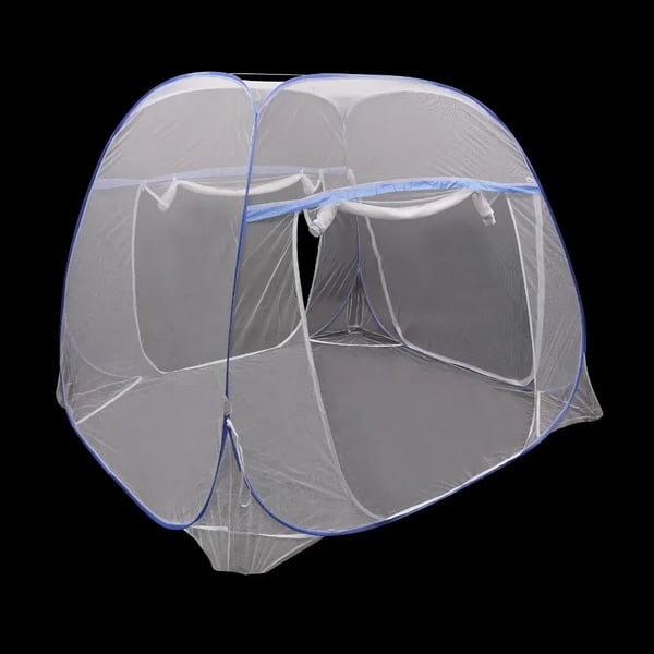 Myggenet - Dobbelt Åbning - Sammenklappeligt, Let & Bærbart - Mål 180 x 200 x 145 cm - Polyester & Ståltråd - Insekticidbehandlet