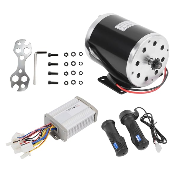Elektrisk DC-motorsæt - MY1020 800W 36V - Med controller og gashåndtag - Drejetal 2750 omdr./min - Tandhjul 25H 11T - Til scooter, kart, ATV - Sort