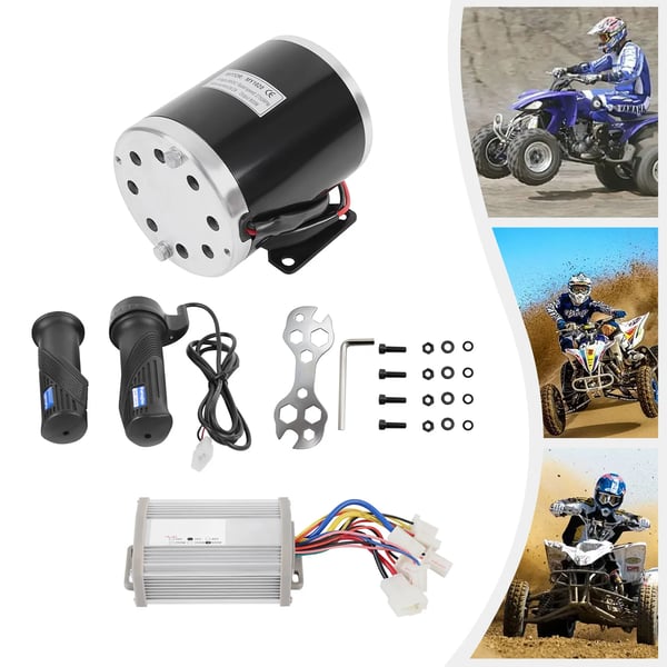 Sähkömoottorisarja - MY1020 800W 36V DC - Harjallinen - Ohjain ja kaasukahva - Kierrosluku 2750 r/min - Ratas 25H 11T - Skootteri, kart, ATV - Musta