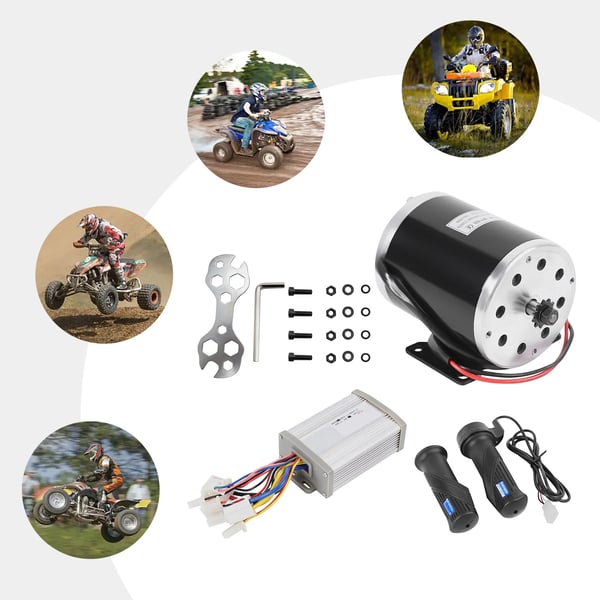 Sähkömoottorisarja - MY1020 800W 36V DC - Harjallinen - Ohjain ja kaasukahva - Kierrosluku 2750 r/min - Ratas 25H 11T - Skootteri, kart, ATV - Musta