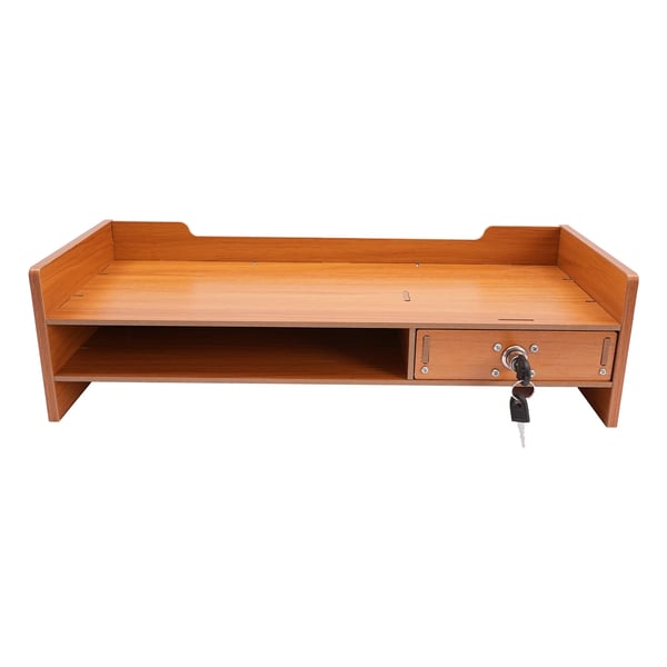 Näytön koroke laatikoilla - Pöytäjärjestäjä - Sopii 33–61 cm näytöille - MDF - Enintään 5 kg - Teline 48×20×13,5 cm, kokonaispituus 65,5 cm - Oranssi